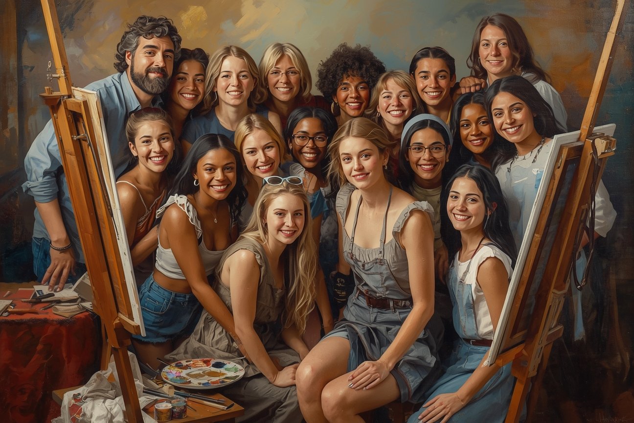 Romanticshop Malerskole team i studiet